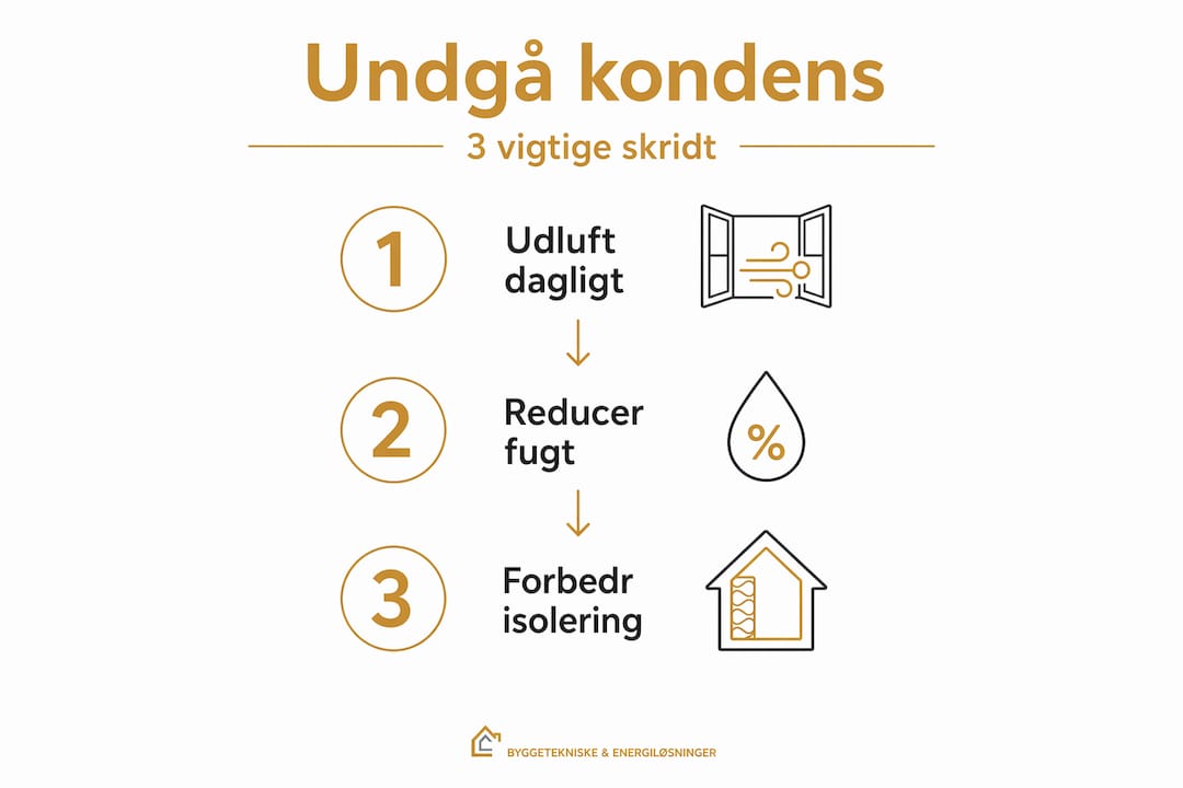 Infografik: sådan undgår du kondens og dug på vinduer i tre trin