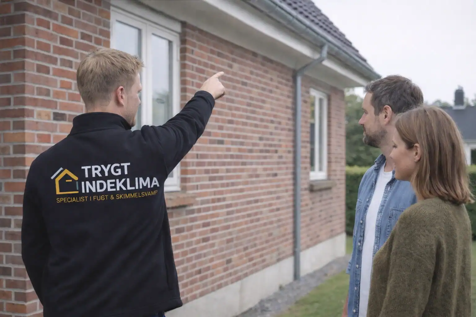 Tekniker fra Trygt Indeklima under en fugtundersøgelse
