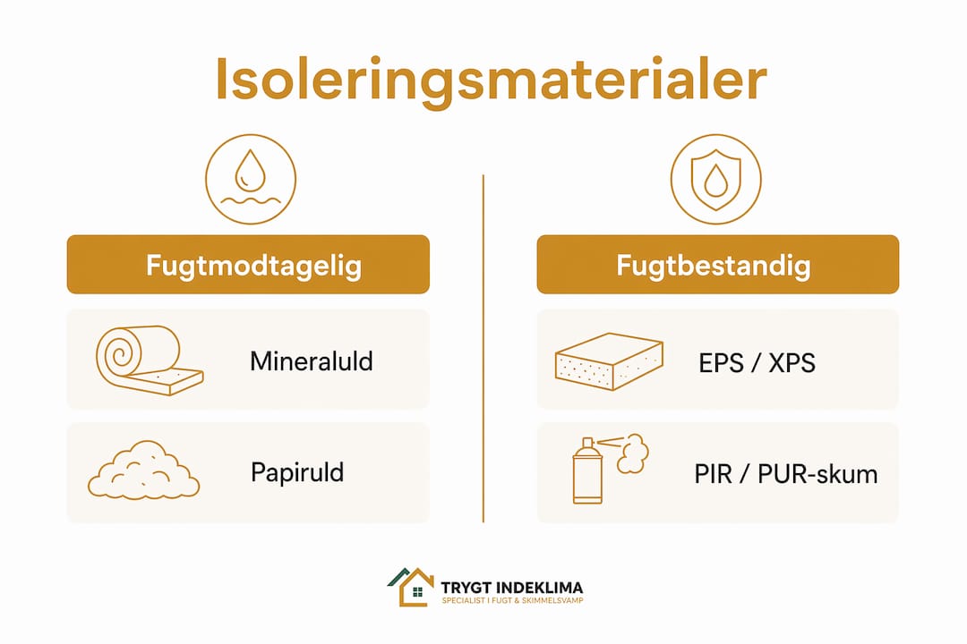 Grafisk oversigt: isoleringsmaterialer til krybekældre og deres fugtmodstand
