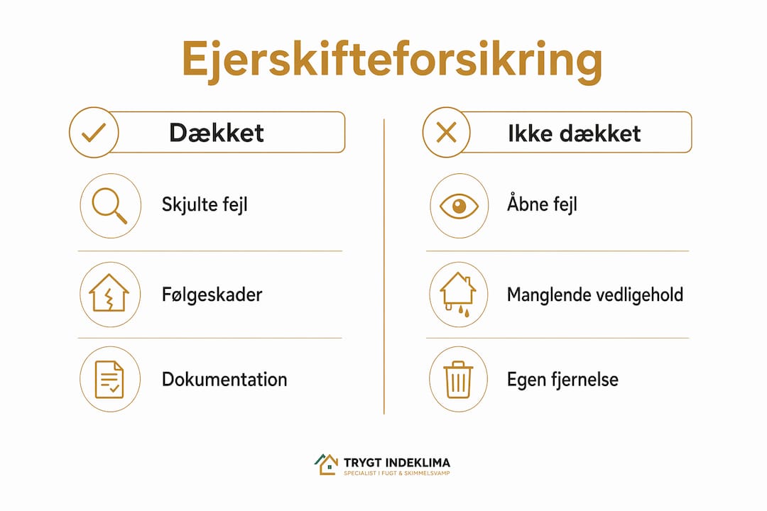 Grafisk oversigt over ejerskifteforsikringens dækning ved skimmelsvamp.