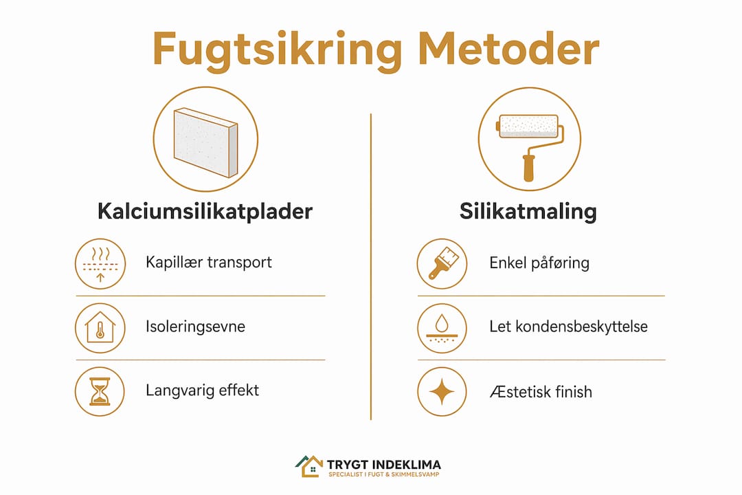 Infografik: forskellen på kalciumsilikatplader, silikatmaling og diffusionsåben puds